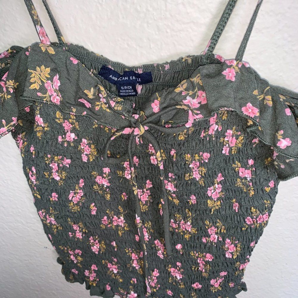 American Eagle stretch ruffle cropped cami